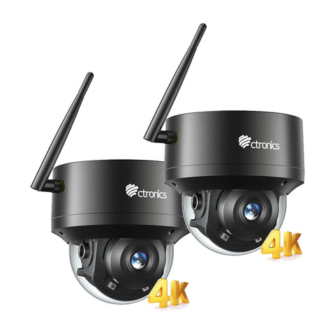 Ctronics 4K Caméra Surveillance Extérieure WiFi 2,4/5GHz, Suivi Auto Humains/Véhicules/Animaux, Vision Nocturne UHD