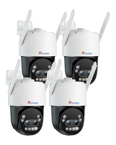Ctronics Caméra de surveillance extérieure 4K à zoom hybride 10X avec détection des personnes / véhicules / animaux, vision nocturne couleur 8MP, Wi-Fi 2,4/5 GHz, métal