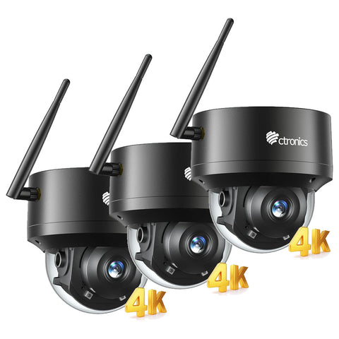 Ctronics 4K Caméra Surveillance Extérieure WiFi 2,4/5GHz, Suivi Auto Humains/Véhicules/Animaux, Vision Nocturne UHD