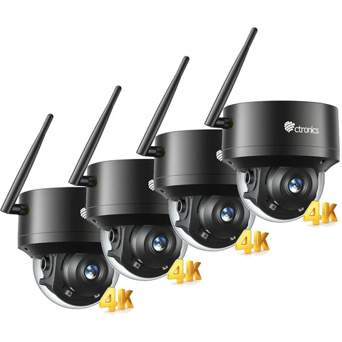 Ctronics 4K Caméra Surveillance Extérieure WiFi 2,4/5GHz, Suivi Auto Humains/Véhicules/Animaux, Vision Nocturne UHD