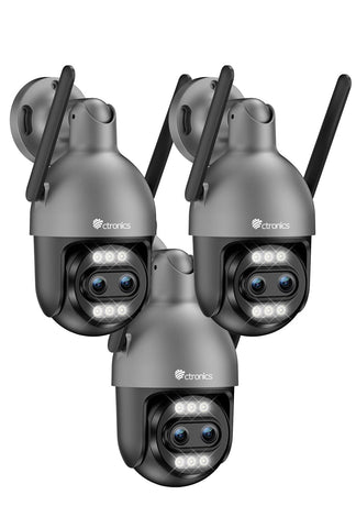 Ctronics 10X zoom hybride 4K Caméra de surveillance extérieure double objectif, suivi automatique / détection des personnes / véhicules / animaux, FTP & NVR