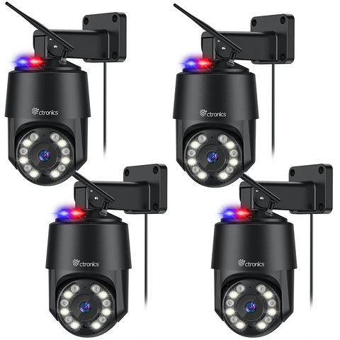 4K 8MP Caméra Surveillance Extérieure WiFi 2,4/5GHz Détection Humain Véhicule Animal Suivi Auto Rouge Bleue Alarme Lumière