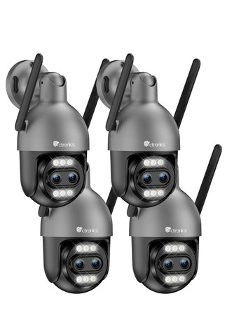 Ctronics 10X zoom hybride 4K Caméra de surveillance extérieure double objectif, suivi automatique / détection des personnes / véhicules / animaux, FTP & NVR