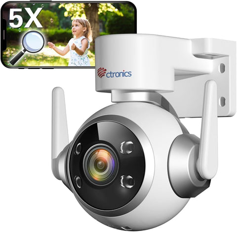 5MP 5X Zoom Optique Caméra Surveillance WiFi Exterieure 2,4/5GHz WiFi IP Caméra avec Suivi Auto