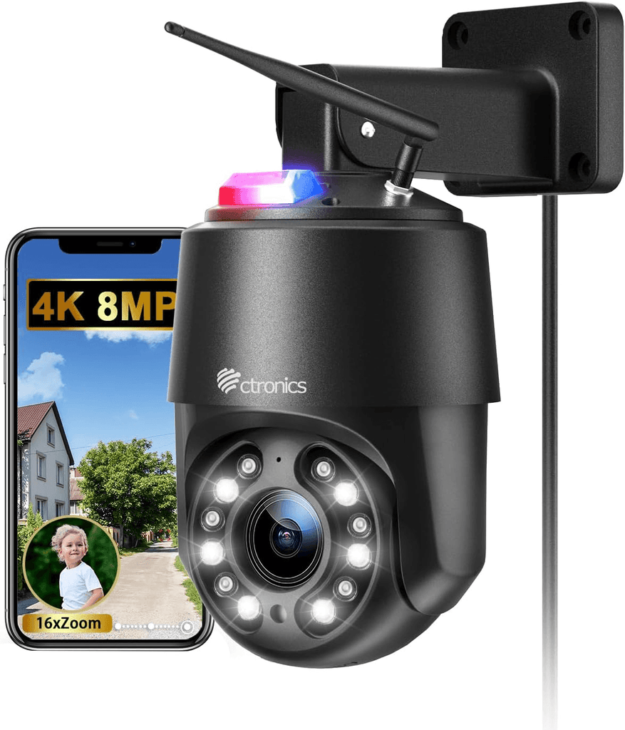 4K 8MP 16X Zoom Optique Caméra Surveillance WiFi Extérieure avec Auto Balayage/Suivi/Zoom - fr.ctronics