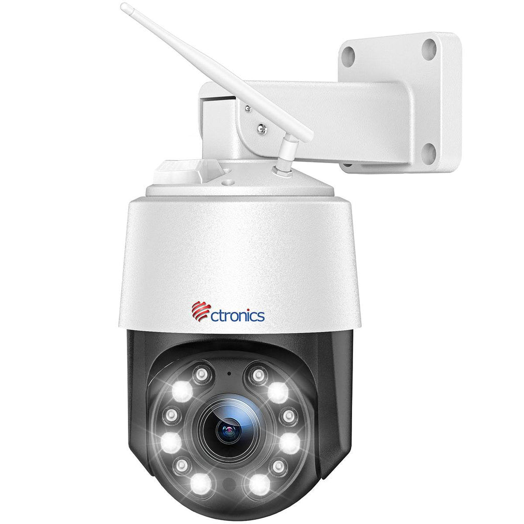 Caméra De Surveillance Extérieure 4K PTZ WiFi Ctronics - Zoom Optique 5x, Détection IA, Vision Nocturne Couleur, IP67