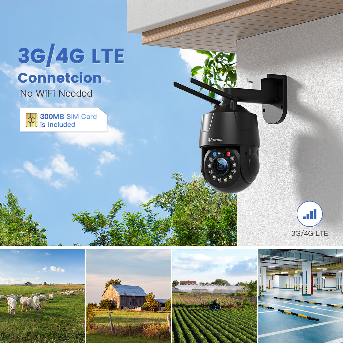 4G LTE Caméra Surveillance Exterieure avec Zoom Optique 10X Carte SIM Incluse Coque en Métal