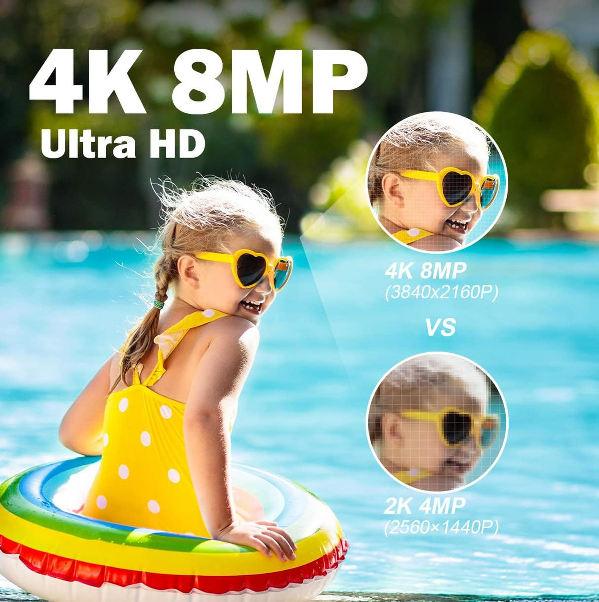 4K 8MP Caméra Surveillance WiFi Extérieure avec Projecteur, 2,4/5Ghz WiFi PTZ Caméra Détection Humaine/Animaux/Véhicule