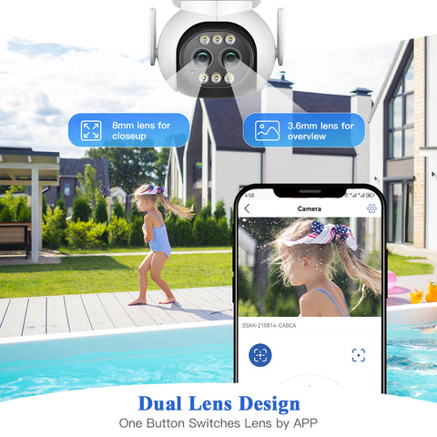 Ctronics 6X zoom hybride double objectif 1080P HD Wi-Fi caméra de surveillance