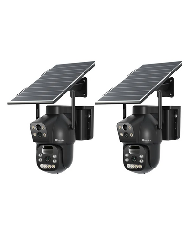 Ctronics Caméra de surveillance sans fil à double objectif 4G LTE Batterie 15600mAh et panneau solaire 8W
