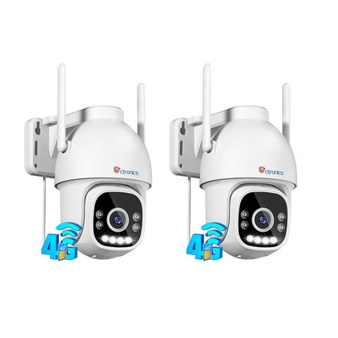 Ctronics 2.5K 4MP 3G/4G LTE Caméra de surveillance extérieure avec carte SIM, caméra IP PTZ pour extérieur, détection de personnes