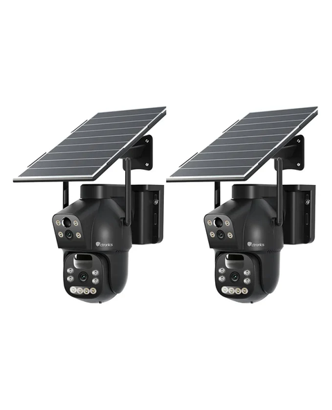 Ctronics Caméra Surveillance Extérieur 4G LTE Double Objectif, Noir Sans Fil, Batterie 15600mAh, Panneau Solaire 8W, Carte SIM Vision Nocturne Couleur, Détection PIR PC/Cloud/IP66-NO WiFi