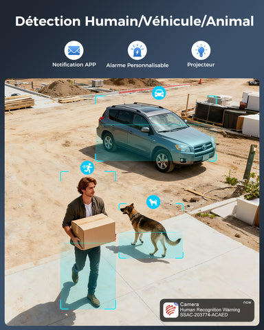 Ctronics Caméra de surveillance extérieure 4K à zoom hybride 10X avec détection des personnes / véhicules / animaux, vision nocturne couleur 8MP, Wi-Fi 2,4/5 GHz, métal