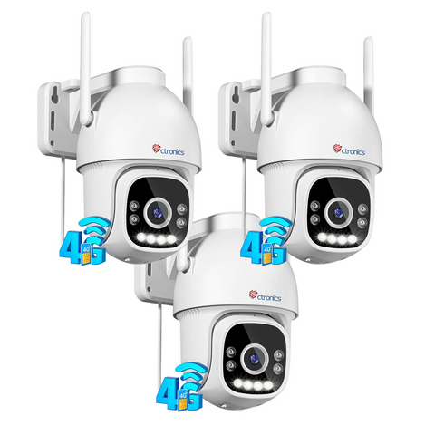 Ctronics 2.5K 4MP 3G/4G LTE Caméra de surveillance extérieure avec carte SIM, caméra IP PTZ pour extérieur, détection de personnes