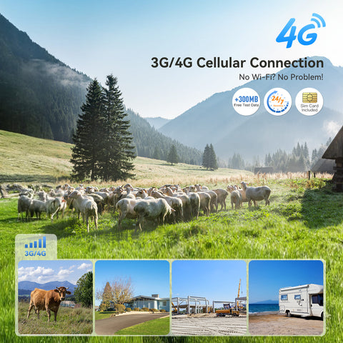 Ctronics 【Métal plein】 5MP Caméra de surveillance extérieure 4G LTE avec carte SIM, détection des personnes / véhicules / animaux, suivi automatique, PC / Smartphone