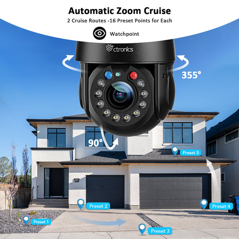 5MP 30X Zoom Optique Métal Caméra Surveillance WiFi Extérieure 5/2.4Ghz Auto Cruise et Zoom