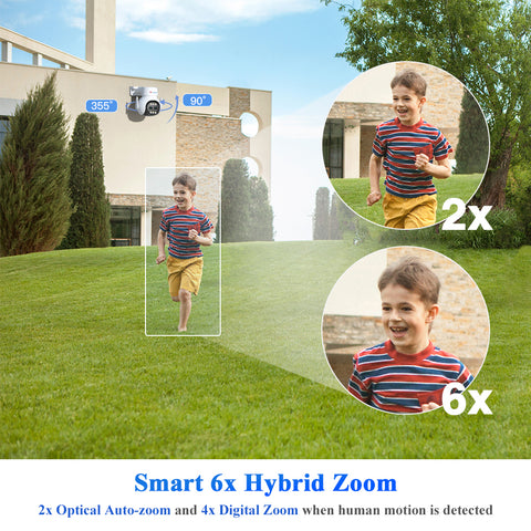 6x Zoom Hybride PTZ Caméra Surveillance WiFi Extérieur à Double Objectif Caméra IP Détection Humanoïde Suivi Auto