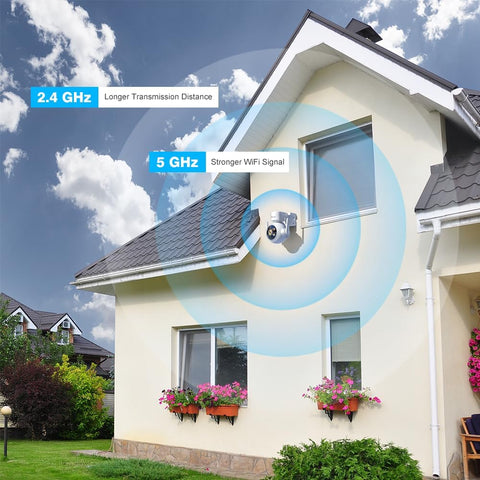 5MP 5X Zoom Optique Caméra Surveillance WiFi Exterieure 2,4/5GHz WiFi IP Caméra avec Suivi Auto