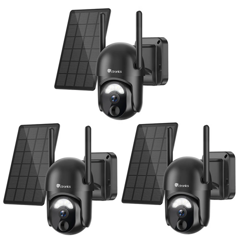 Ctronics 2K 3MP Caméra Surveillance WiFi Extérieur sans Fil Solaire PTZ IP Caméra de Surveillance sur Batterie