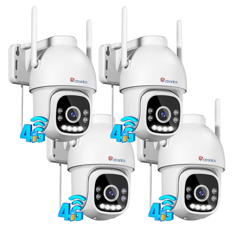 Ctronics 2.5K 4MP 3G/4G LTE Caméra de surveillance extérieure avec carte SIM, caméra IP PTZ pour extérieur, détection de personnes