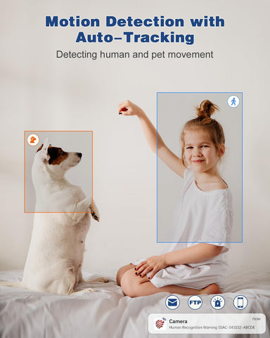 4MP 3G/4G LTE Caméra Surveillance Intérieure avec Carte SIM, Détection Humaine/Mouvement, Suivi Auto