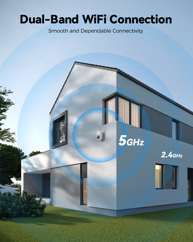 Ctronics Caméra de surveillance WiFi 5MP avec WiFi bi-bande avec détection de personnes/voitures/animaux