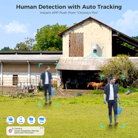 Ctronics 2.5K 4MP 3G/4G LTE Caméra de surveillance extérieure avec carte SIM, caméra IP PTZ pour extérieur, détection de personnes