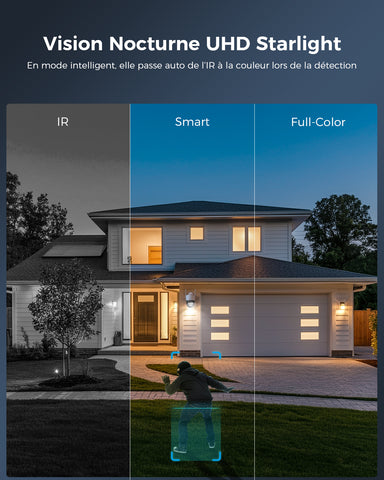 Ctronics Caméra de surveillance extérieure 4K à zoom hybride 10X avec détection des personnes / véhicules / animaux, vision nocturne couleur 8MP, Wi-Fi 2,4/5 GHz, métal