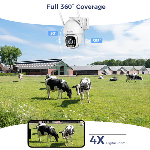 Ctronics 2.5K 4MP 3G/4G LTE Caméra de surveillance extérieure avec carte SIM, caméra IP PTZ pour extérieur, détection de personnes