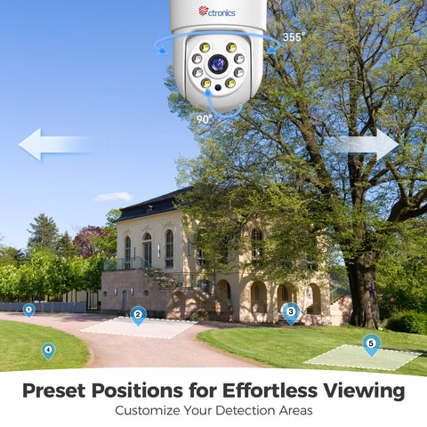 Ctronics 【Métal plein】 5MP Caméra de surveillance extérieure 4G LTE avec carte SIM, détection des personnes / véhicules / animaux, suivi automatique, PC / Smartphone