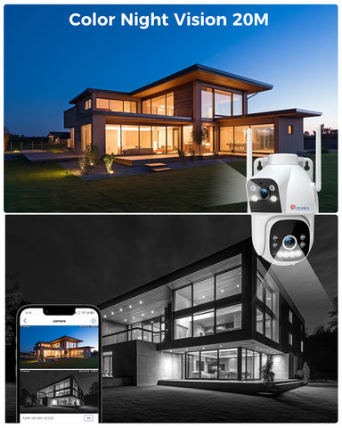 Caméra intelligente 4G LTE à double objectif avec Zoom 4X et vision nocturne couleur