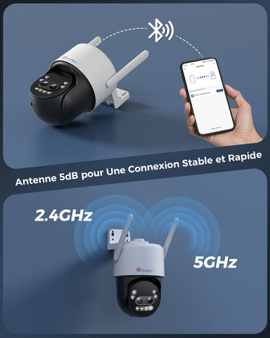 Ctronics Caméra de surveillance extérieure 4K à zoom hybride 10X avec détection des personnes / véhicules / animaux, vision nocturne couleur 8MP, Wi-Fi 2,4/5 GHz, métal