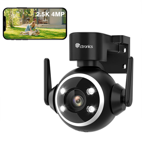 Ctronics Caméra Surveillance WiFi Extérieure PTZ Caméra IP Vision Nocturne  Couleur 30M (2 Pack)