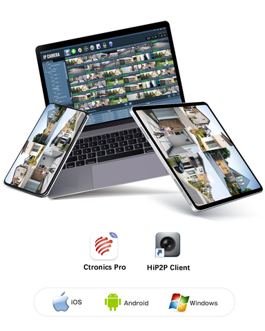 Ctronics Caméra de surveillance WiFi 5MP avec WiFi bi-bande avec détection de personnes/voitures/animaux