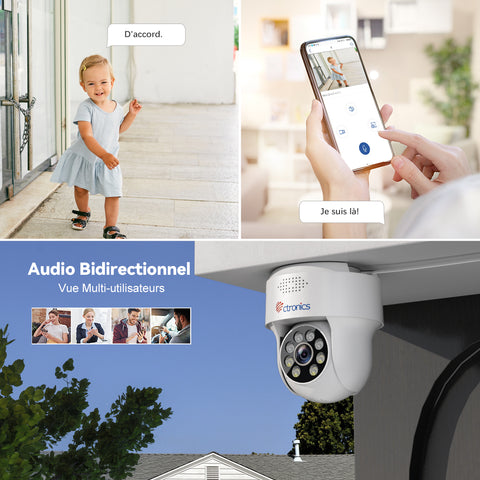 5MP PTZ Caméra Surveillance Extérieur 2,4/5 GHz WiFi Caméra IP Dôme Détection Humaine Suivi Automatiq