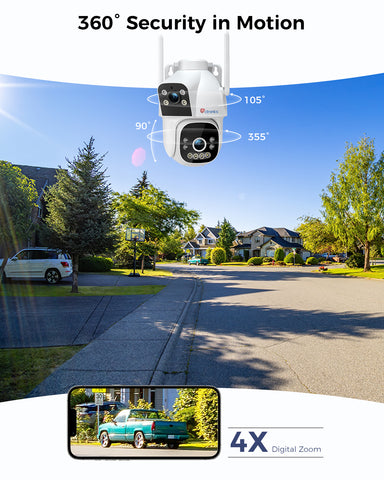 Caméra intelligente 4G LTE à double objectif avec Zoom 4X et vision nocturne couleur