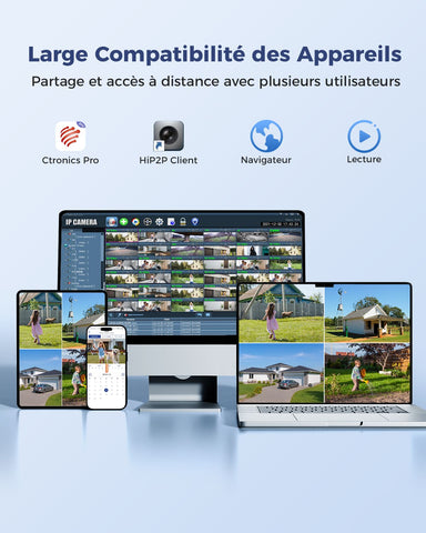 Ctronics 10X zoom hybride 4K Caméra de surveillance extérieure double objectif, suivi automatique / détection des personnes / véhicules / animaux, FTP & NVR