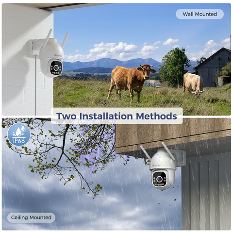 Ctronics 2.5K 4MP 3G/4G LTE Caméra de surveillance extérieure avec carte SIM, caméra IP PTZ pour extérieur, détection de personnes
