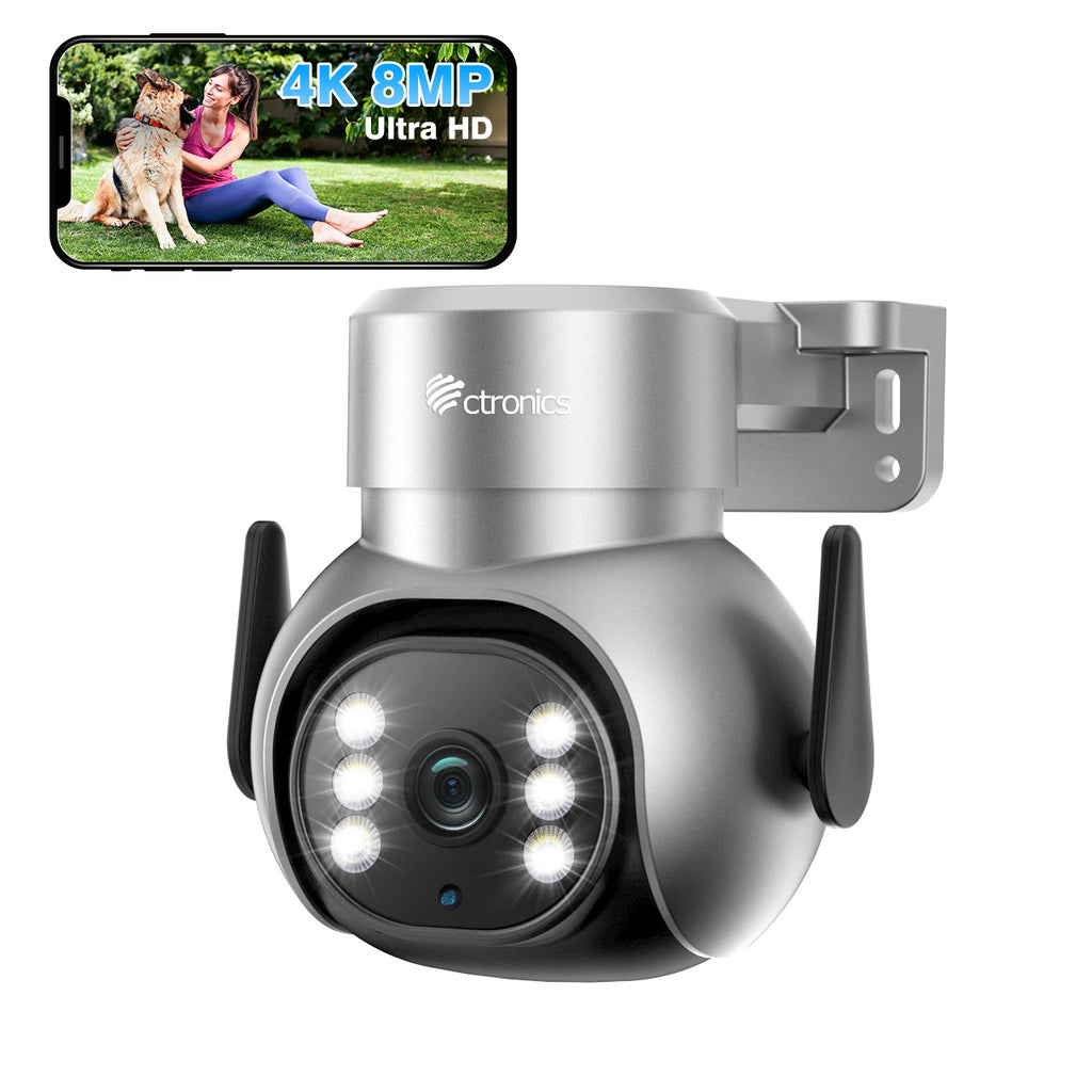 4K 8MP Caméra Surveillance WiFi Extérieure avec Projecteur, 2,4/5Ghz WiFi PTZ Caméra Détection Humaine/Animaux/Véhicule