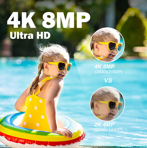 4K 8MP Caméra Surveillance WiFi Extérieure avec Projecteur, 2,4/5Ghz WiFi PTZ Caméra Détection Humaine/Animaux/Véhicule