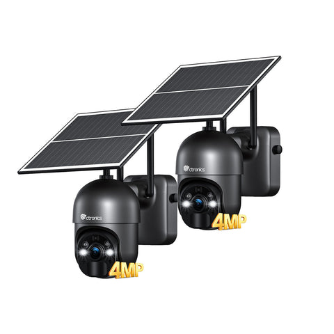 Caméra de Surveillance Solaire 4MP 4G Ctronics - Détection PIR + IA, Vision Nocturne Couleur 30m