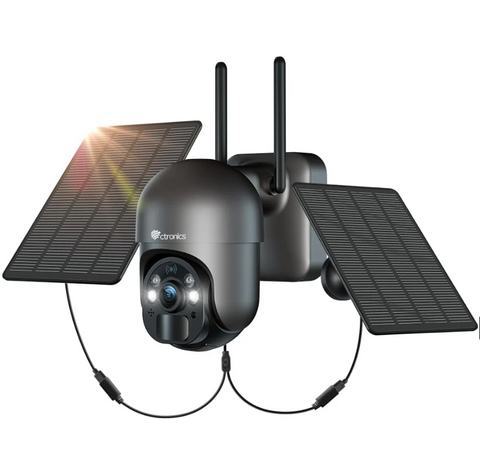 Ctronics Caméra Surveillance Extérieure 5MP Solaire 6W, Sans Fil, Alarme, Vision Nocturne, Détection Humaine