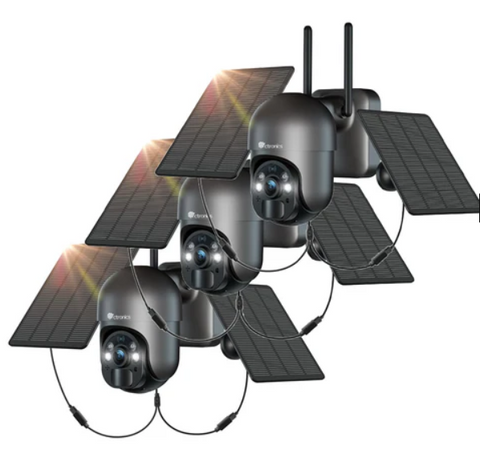 Ctronics Caméra Surveillance Extérieure 5MP Solaire 6W, Sans Fil, Alarme, Vision Nocturne, Détection Humaine