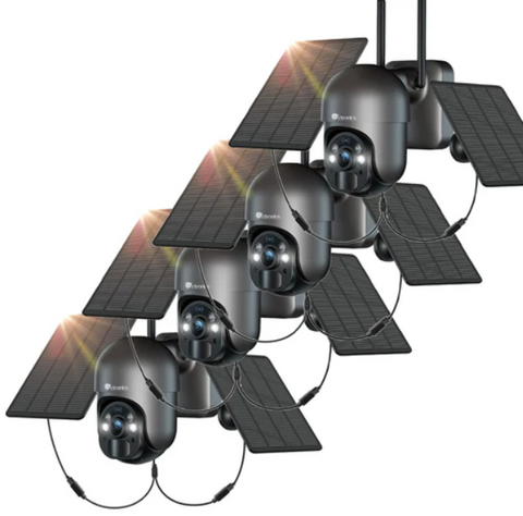 Ctronics Caméra Surveillance Extérieure 5MP Solaire 6W, Sans Fil, Alarme, Vision Nocturne, Détection Humaine