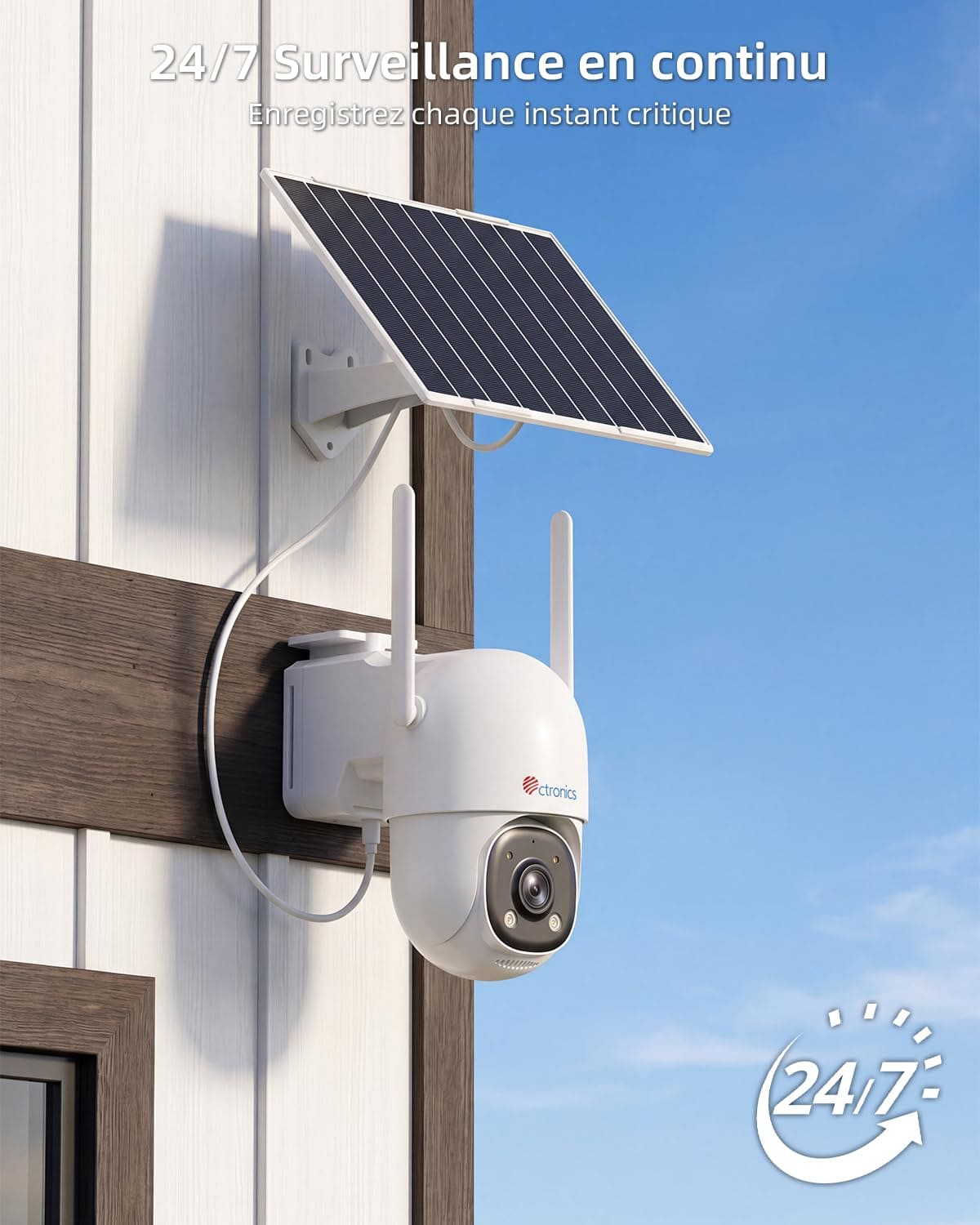 Ctronics Caméra de Surveillance Suivi Auto 30m, 24/7 AOV Solaire 4G | 8W Panneau Solaire,13500mAh Batterie,Carte SIM incluse,Vision Nocturne ,Détection Humaine