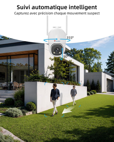 Ctronics Caméra de Surveillance Suivi Auto 30m, 24/7 AOV Solaire 4G | 8W Panneau Solaire,13500mAh Batterie,Carte SIM incluse,Vision Nocturne ,Détection Humaine