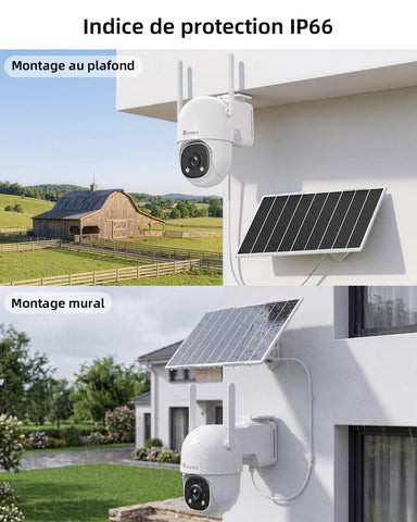 Ctronics Caméra de Surveillance Suivi Auto 30m, 24/7 AOV Solaire 4G | 8W Panneau Solaire,13500mAh Batterie,Carte SIM incluse,Vision Nocturne ,Détection Humaine