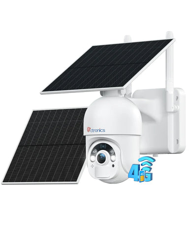 Ctronics 4G/3G LTE Caméra Surveillance Solaire sur Batterie 10400mAh, Caméra 4G Extérieure sans Fil Caméra Carte SIM