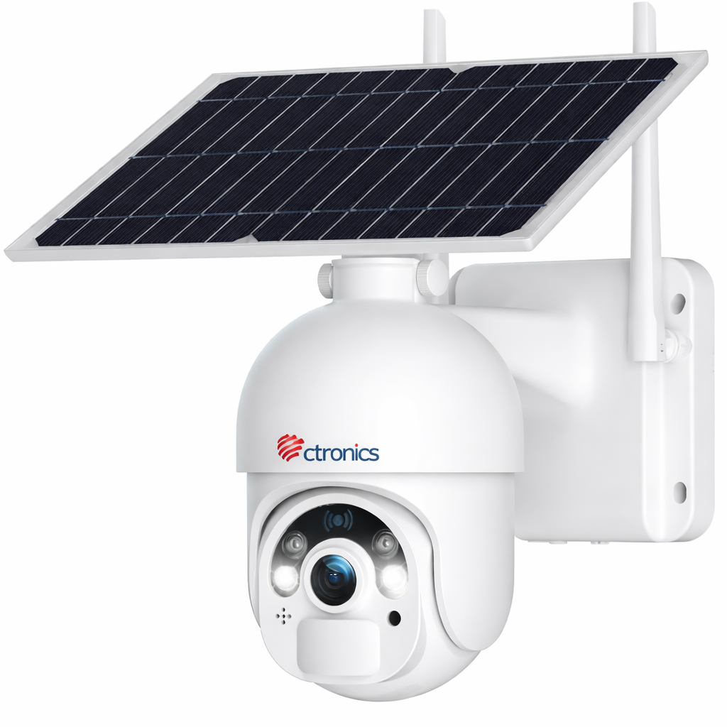 2K 4MP Ctronics Caméra Surveillance WiFi Solaire Extérieur sans Fil PTZ Caméra IP sur Batteries 10000mAh Vision Nocturne Couleur