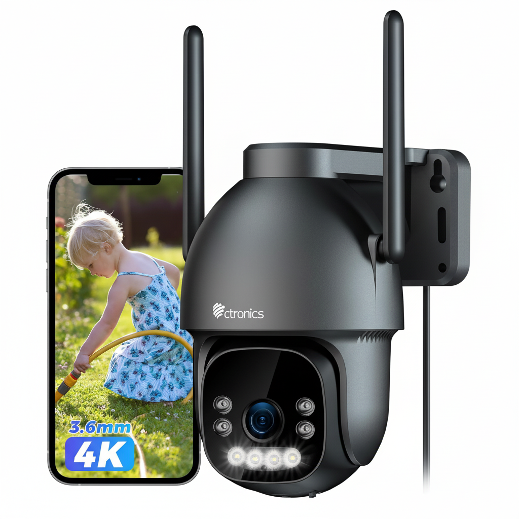 Caméra de Surveillance Extérieure 4K Ctronics PTZ 8MP